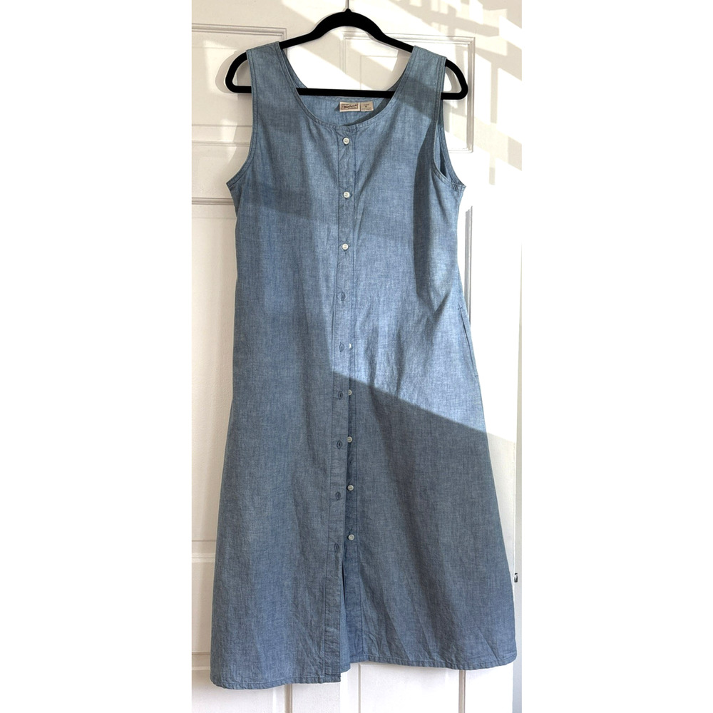 100% Cotton Woolrich Button Up Midi Dress Minimalist Prairie Cottagecore |‎ M